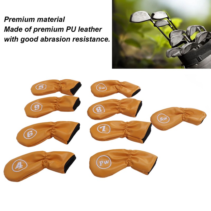 9pcs Golf Club Cover PU Leather Stylish Portable Golf Head