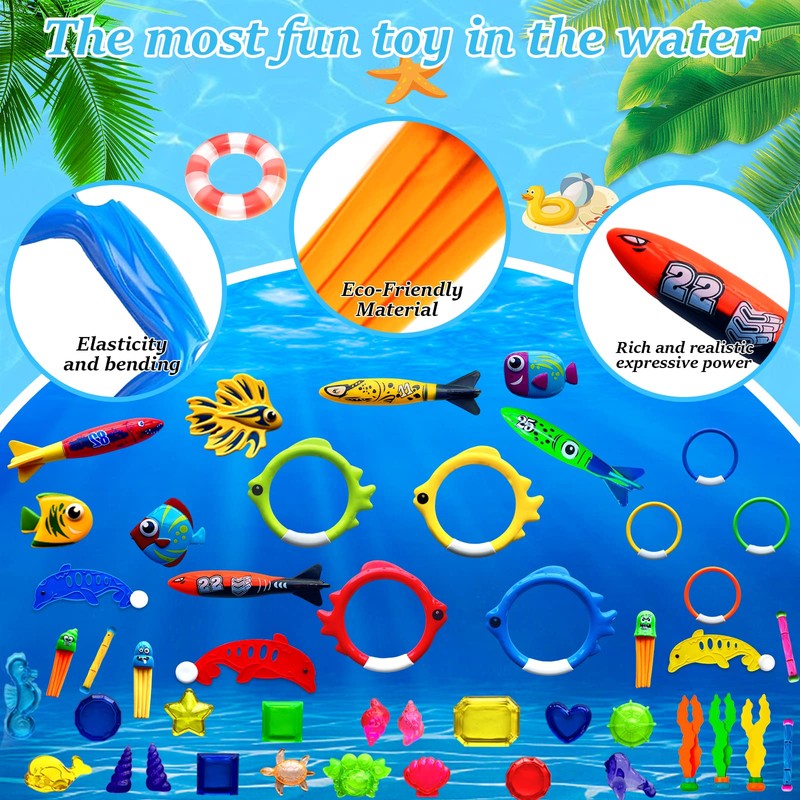 NINGESHOP 45-Piece Diving Toy Set for Children, Diving Toy, Diving