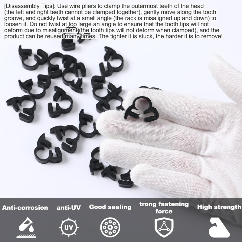 DaisyInner 25 Pcs 1/4" Irrigation Hose Clamps Double Gripping Nylon