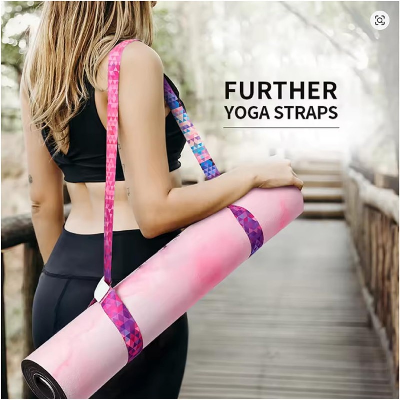 MKKM Yoga Mat Carrying Strap, Adjustable Loops, Pink and Purple