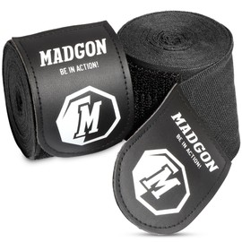MARTIAL Boxing Bandages with the Best Velcro and Thumb Loops 3 m, 3.8 m, 4.5 m Bandages That Won’t Wear Out for Mixed Martial Arts, Boxing, Kickboxing and Sparring Wrist Wraps In Black or White, Optimal Sweat Absorption, Includes Bag, black, 4,5 m