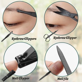Fingernägel Set, Maniküre Set 4 Teilig Reiseset, Nagelpflegeset, Nagelset Herren, Maniküre Set Damen, Nagelset Maniküre, Nagelknipser Set, Nagelscheren Set, mit Ledertasche für unterwegs