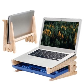NOELAMOUR Laptop Stand, Vertical Stand, Wood, Easy Assembly, Storage, Improves Posture, Heat Dissipation (Fits 15-17.3 inches)