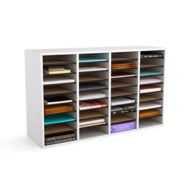 Safco Wooden Paper and Mail Organizer for Home Office and Classroom, Adjustable Shelves and Stackable