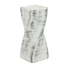 Twist ceramic flower bouquet vase in white colour with black stripes