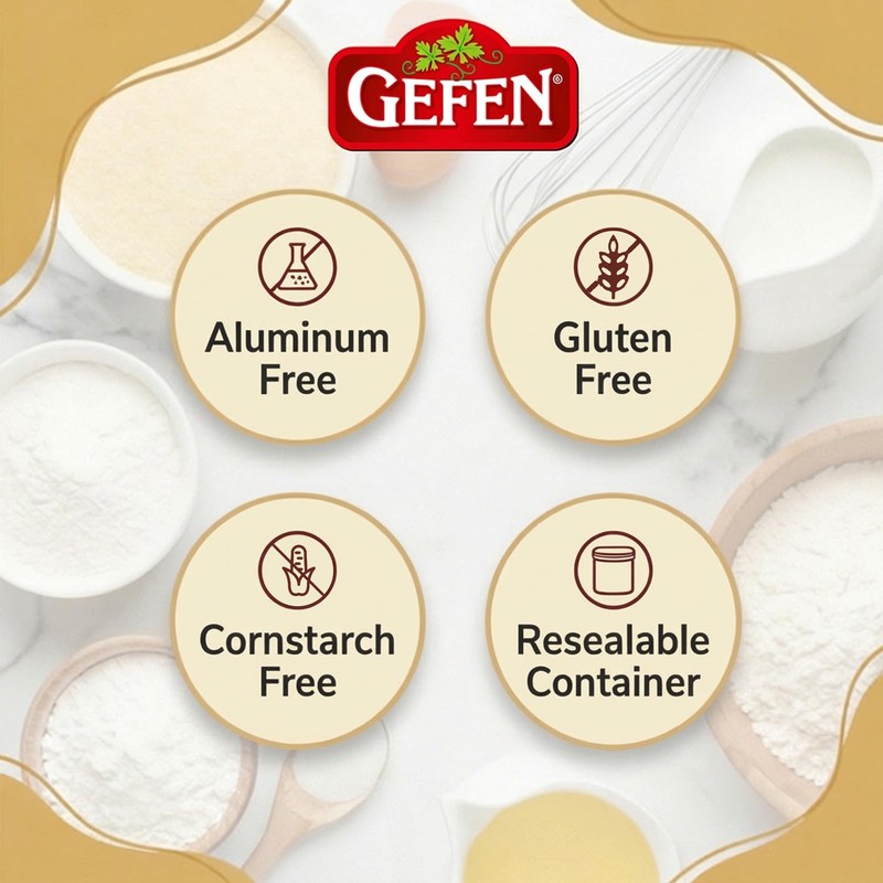 Gefen Baking Powder, 8oz Resealable Container, Gluten Free, Aluminum Free,