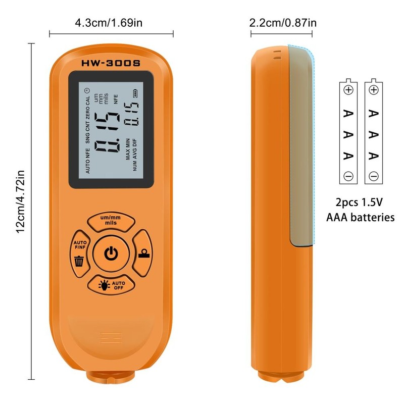 HW 300S Car Paint Film Thickness Gauge with Backlight Large
