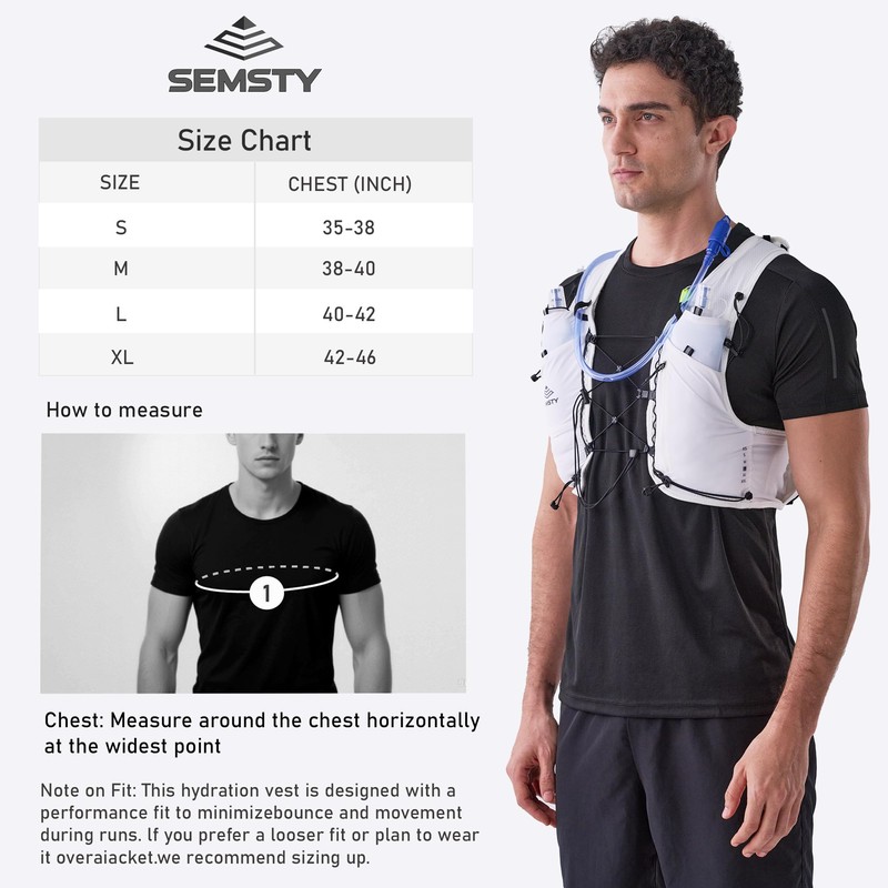 Semsty Running Hydration Vest 5L, Running Backpack with 2x500ml Soft