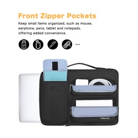 MOSISO 360 Protective Laptop Sleeve Compatible with MacBook Air 13 inch M3 M2 M1 2024-2018 / Pro 13 inch 2024-2016 / Surface Pro 9/8/7/X, Side Open Bag with 2 Raised&1 Flapover Pockets, Black