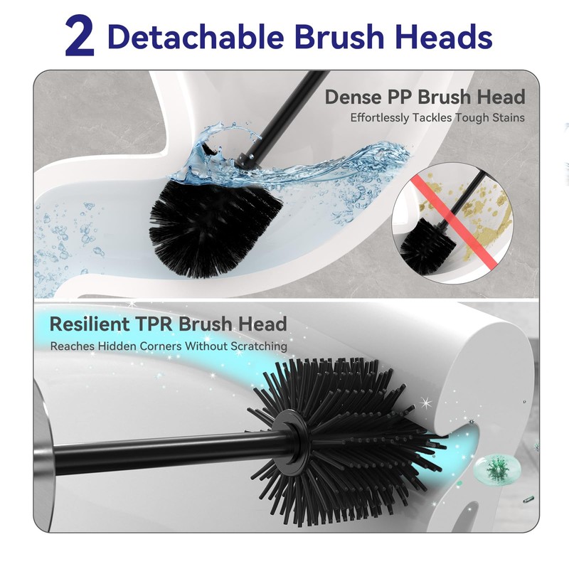 DOWRY Stainless Steel Toilet Bowl Brush and Holder for Bathroom