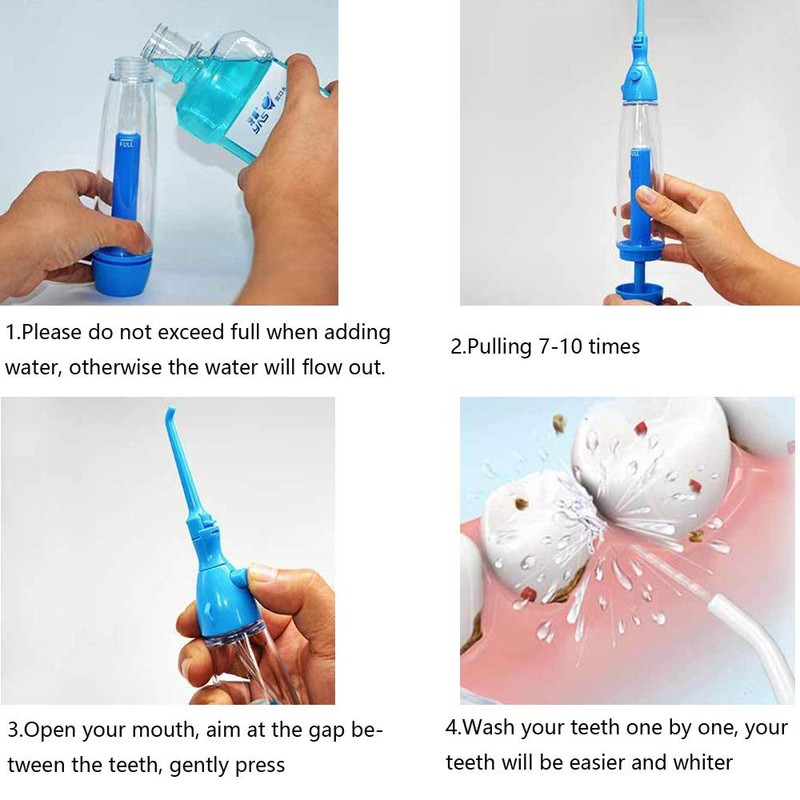 Portable Manual Water Dental Flosser – Non-Electric, Cordless Oral Irrigator