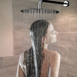 Rain Showerhead, 10 Inch Round Shower Head, Made from 304 Stainless Steel, for Ceilings or Wall Bracket