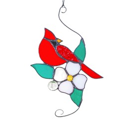 Cardinal Stained Glass Window hangings Cardinal Bird suncatcher Bird Stained Glass Flower Cardinal suncatcher Cardinal Gifts