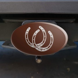 Graphics and More Horseshoe Lucky Double Cowboy Brown Oval Tow Trailer Hitch Cover Plug Insert
