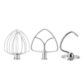 Accesorio para Batidora de Pie de 3 Piezas, Accesorios para Batidoras, Gancho para Masa con Látigo de Alambre, Paleta de Hoja Plana Recubierta para Accesorios para Batidora con