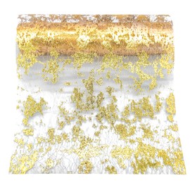 Misscrafts Gold Table Runner with Glitter Metallic Thin Mesh Table Runner Roll for Decorations Wedding Bridal Shower, Baby Shower Birthday Party Gold Color, 29cm by 10Y