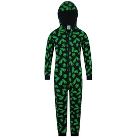 Football Boots and Ball Lounge Wear All In One Cotton Sleepsuit , Black, 11-12 Years