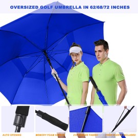 Baraida Golf Umbrella Large 62/68/72 Inch, Extra Large Oversize Double Canopy Vented Windproof Waterproof Umbrella, Automatic Open Golf Umbrella for Men and Women and Family.(68 Inch,Royal Blue)