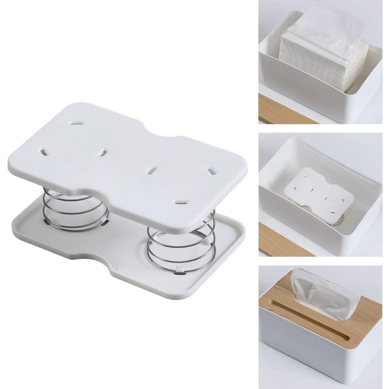 White Tissue Dispenser Tissue Box Spring Support-Spring Loaded Lifting Spring