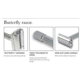 G.B.S Shaving Set, Long Handle Non-slip Knurled Razor Stand Shaving Brush, Shaving Bowl with G.B.S Natural Soap, 5 Blades