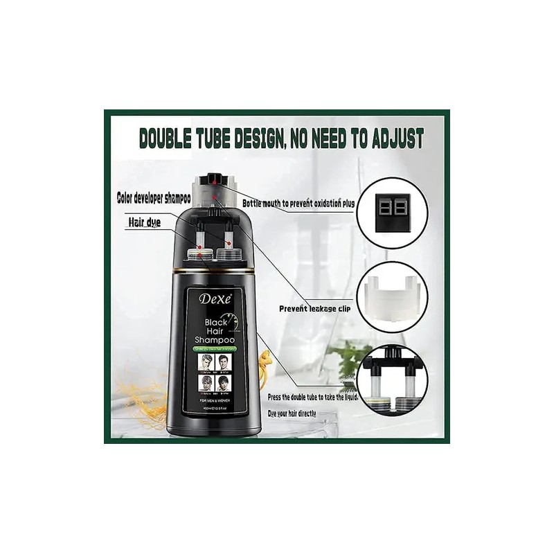 Shampoo Con Tinte Cubre Canas Dexe 400 Ml Color Negro