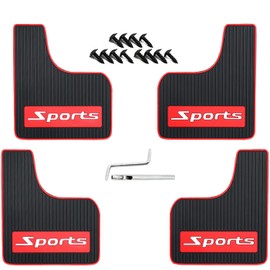 KEYOOG 4 Pcs Mini Size Universal Automobile Mud Flap, Splash Guard, Fit for Sedan, Hatchbacks, Soft Mud Guard of Sediment Resistant, 10.7 in/ 9.1 in/ 0.2 in Front & Rear (Sports)