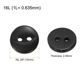 HARFINGTON 12 botones de costura redondos negros de 16 L, 10 mm, 3/8 pulgadas, botón de repuesto para manualidades, pantalones, falda, botones de cierre