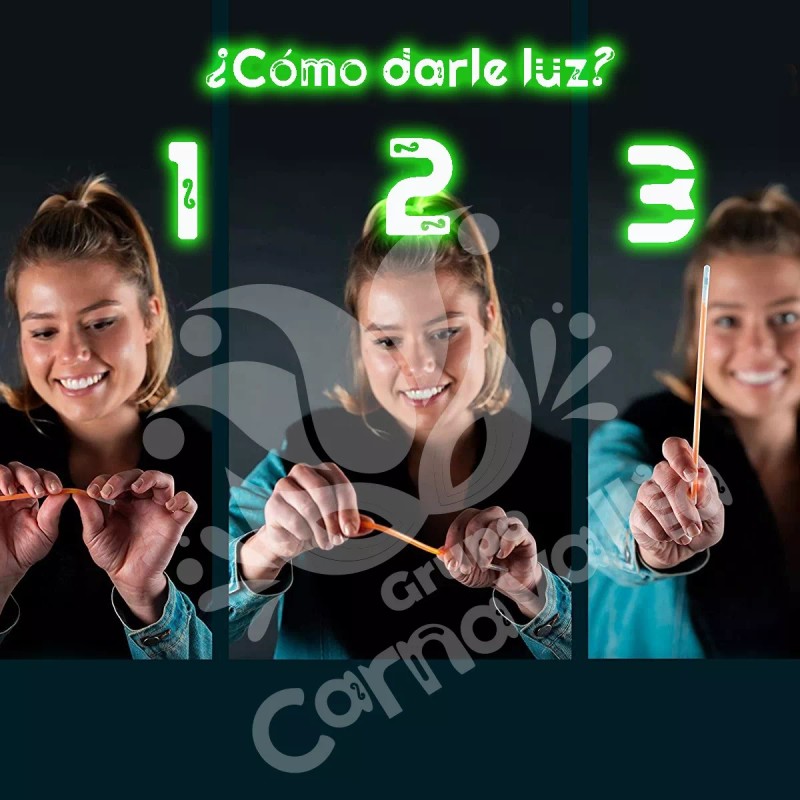 Grupo Carnavallia 100 Pulseras Neón Fosforescente Glow Stick Fiestas Eventos