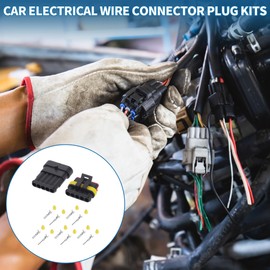 A ABSOPRO 5 Pin Car Electrical Wire Connector Kit Waterproof 1.5 Series Male Female Cable Terminal Housing Plastic Copper Black Yellow