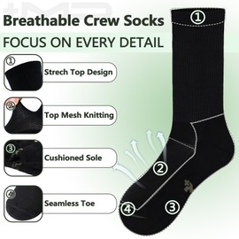 +MD Bamboo Rayon 6 Pairs Socks for Men and Women, Soft Casual Smell Control Cushioned Calf Crew Men Dress Socks 2Black/2White/2Grey9-11