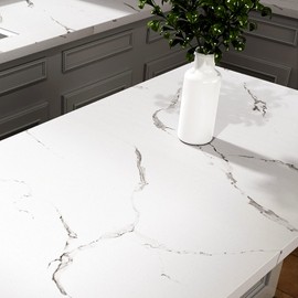 Stickyart Thick Matte White Marble Contact Paper Peel and Stick for Countertops Cabinets Waterproof Self Adhesive Removable Marble Wallpaper Peel and Stick for Kitchen Table Shelf Drawer Liner 12x317