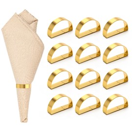 Coitak Gold Napkin Rings, 12 PCS Metal Semicircle Napkin Rings, Napkin Holders Buckles for Wedding, Dinner Party, Table Decorations Half Round