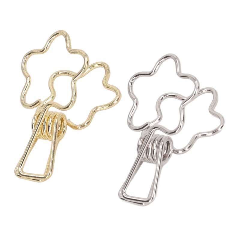 100pcs Binder Clips Gold Silver Flower Shape Metal Hollowed Long