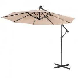 10 Feet Solar Powered Cantilever Patio Umbrella with Tilting System for Your Outdoor Spacecolor: Navy Color