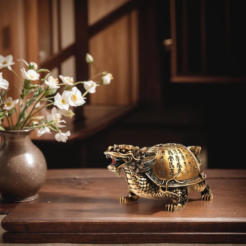 Betterdecor Feng Shui Longevity Dragon Turtle Tortoise Statue Home Office