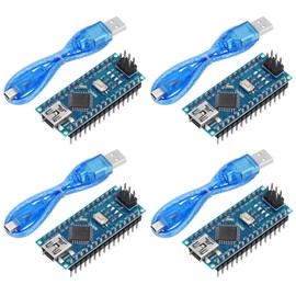 Nano V3.0 CH340 Atmega328P Development Board, 4 Pcs Microcontroller Board with USB Cables Nano Board Module Compatible with A rduino IDE