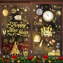 HOWAF 9 Sheets of Window Stickers New Year's Eve Decoration 2025, Happy New Year Window Stickers, New Year's Eve Window Stickers for Window Decoration, New Year Decoration, Happy New Year Decoration