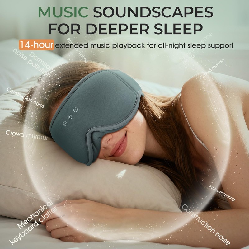 MUSICOZY Breathable Organic Bamboo Cotton Sleep Mask Headphones