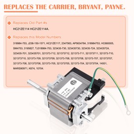 Hiorucet Furnace Inducer Motor Blower for Carrier 318984-753, HC21ZE114A, Jakel INC J238-150-1571, Carrier Payne HC21ZE117, 2347563, AP5634784, SM4753, 10704, 318984753, Furnace Draft Inducer Assembly