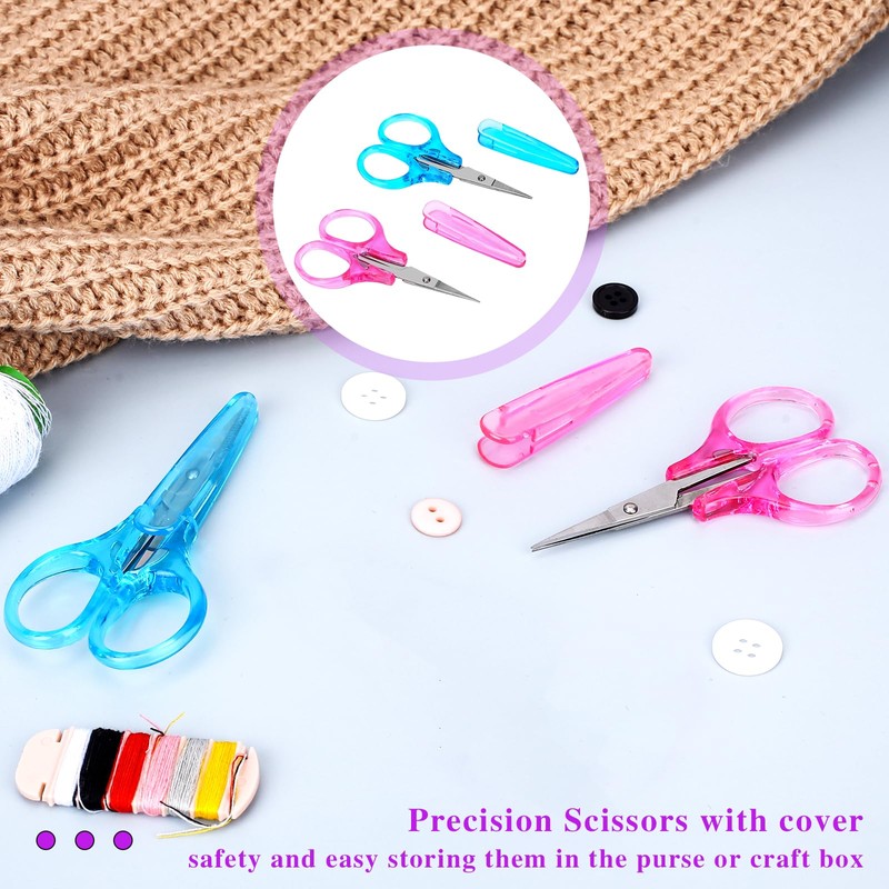 2Pcs Small Scissors - All Purpose Craft Scissors with Protective