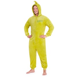 The Grinch Men's Jumpsuit, Fluffy Fleece Jumpsuit - Funny Gifts for Men & Teens, Green