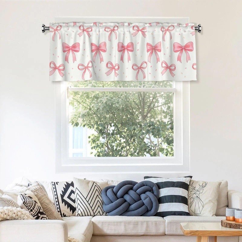 Vodbne Bow Valances, Rod Pocket Valance Curtains 52 x 18in,