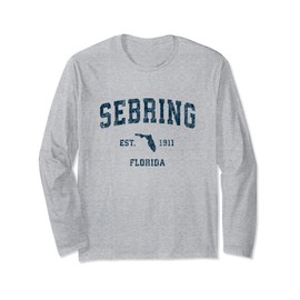 Sebring Florida FL Vintage-Sportdesign marineblauer Druck Langarmshirt