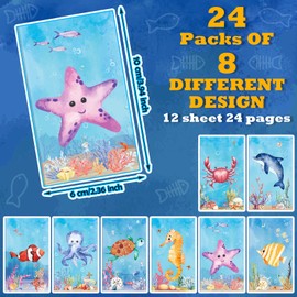 Ferraycle 24 Pcs Mini Ocean Animals Notebooks Under The Sea Pocket Notepads Mini Notebooks for Kids Sea Party Favors for Classroom Rewards Birthday Gifts School Office Supplies