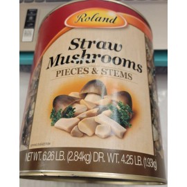 ROLAND STRAW MUSHROOMS 6.26LB/ 102oz EA  #10 CAN  PIECES & STEAMS 1 CASE/ 6 CANS