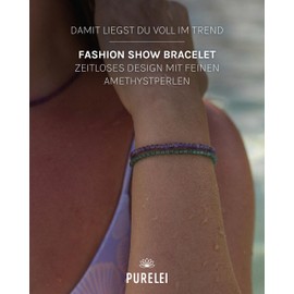 Purelei® Amethyst Bracelet, Women's Bracelet Made of Durable Stainless Steel, Waterproof Amethyst Bead Bracelet, 16-19 cm Length Adjustable, Stainless Steel, Amethyst