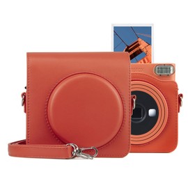 MUZIRI KINOKOO SQ1 Tasche aus PU-Leder – Schutzhülle kompatibel für Fuji Instax SQ1 Square Sofortbildkamera – mit Schultergurt – Orange