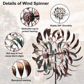 Stargarden Wind Spinners Outdoor Metal Large 360 Degrees Kinetic Wind Sculptures& Spinners Yard Art Outdoor Garden Decor