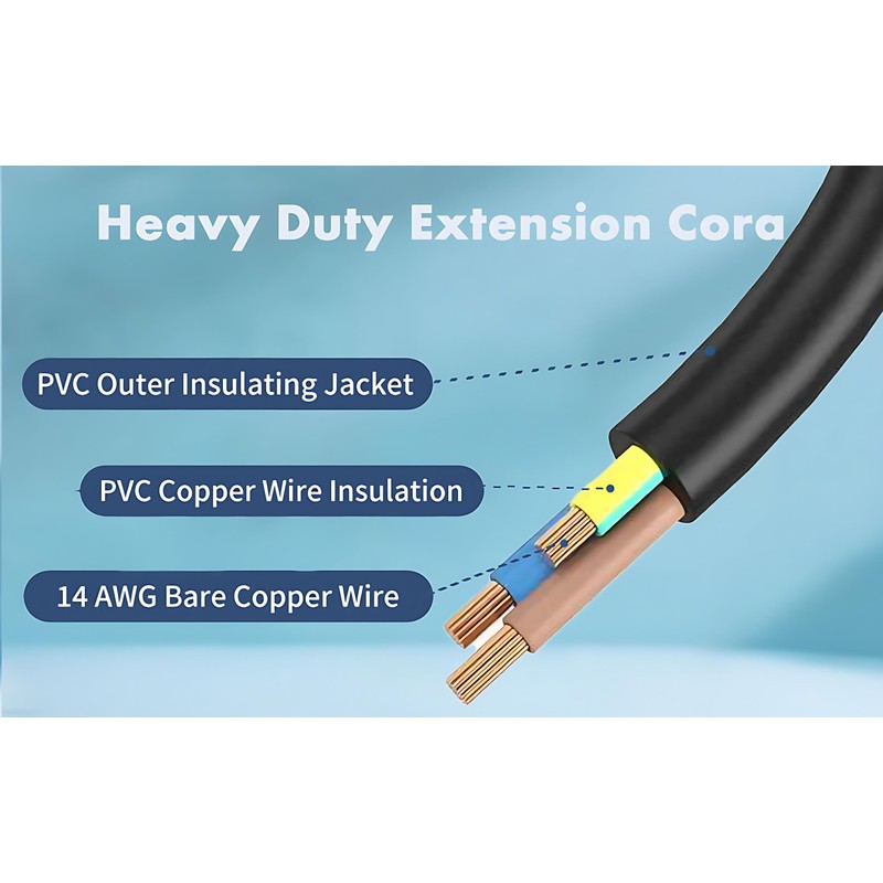 Appliance Power Extension Cord 1 Foot Short Flat 3 Plug