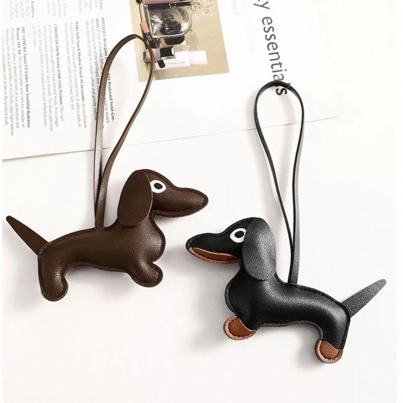 Wei Tech Dachshund Faux Leather Keyring - Cute Bag Charms